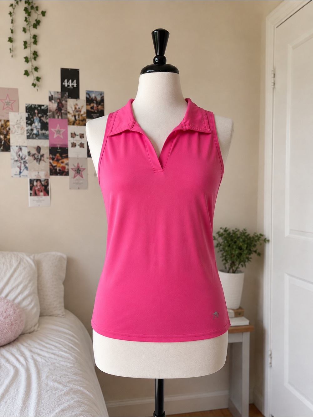 Jofit Hot Pink Sleeveless Collared Tank